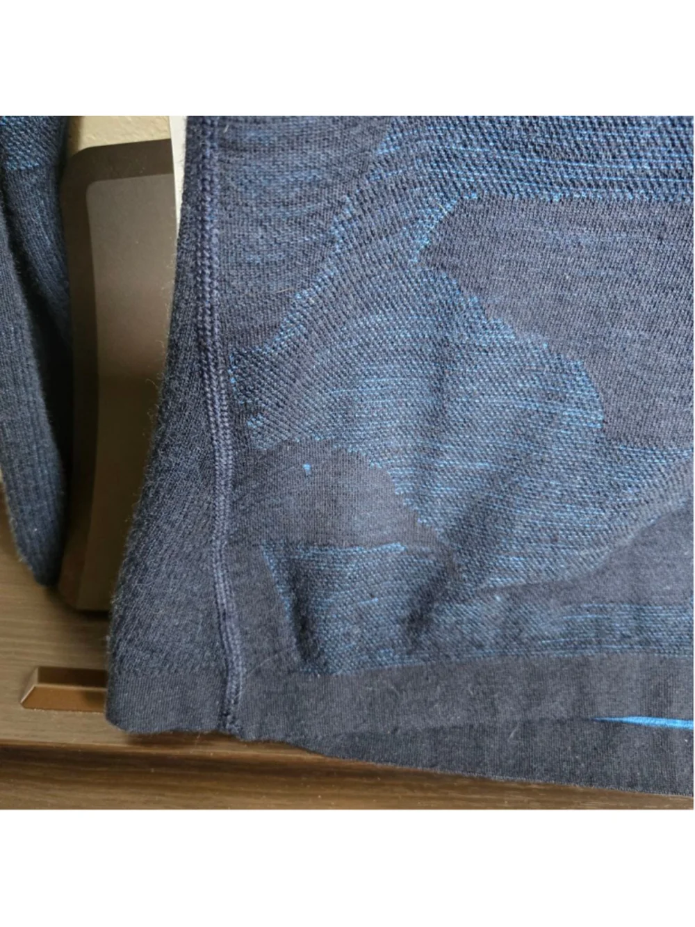 Smartwool blue camo intraknit 200 1/4 zip pullover men's L wool blend baselayer